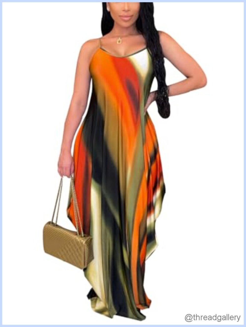 Plus Size Maxi Dress Sleeveless Boho Beach Sundress with Pockets